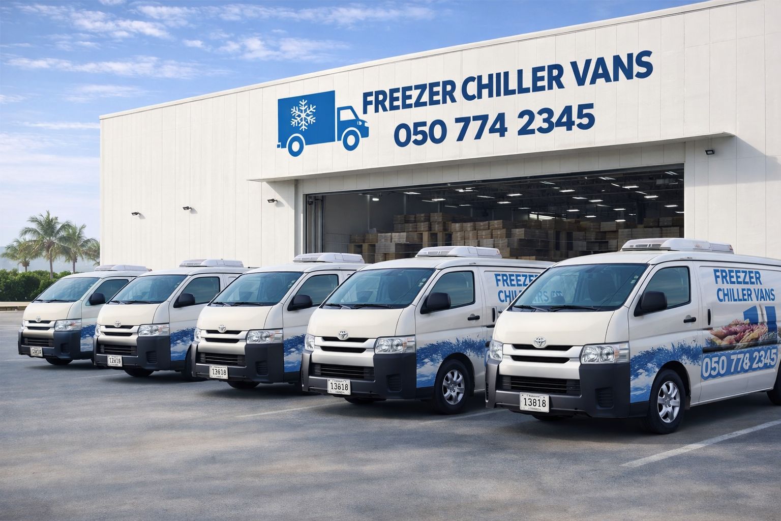 Freezer chiller van rental fleet in Dubai